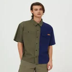 메일러 컬러배색 반팔셔츠 KHAKI