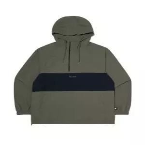 컬러블럭 로고 후드 아노락 자켓 KHAKI