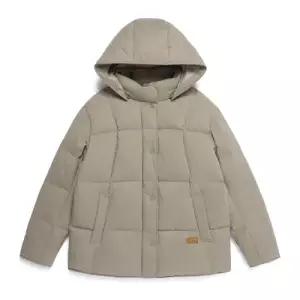 N254WDW050 여성 사각 퀼팅 후드 탈부착 덕다운 점퍼 OAK BEIGE