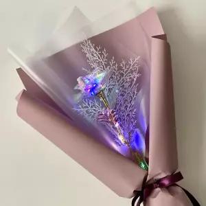 [미다운플라워] 꽃 한송이 장미 미니 꽃다발 LED