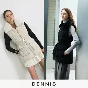 [데니스골프] 25FW 여성 페이크 퍼 카라 글로시 덕베스트 1종