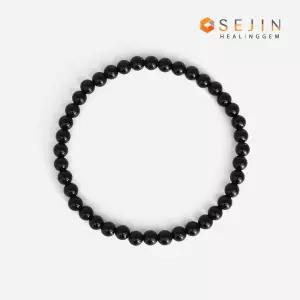 [힐링젬]천연 오닉스 4mm 원석팔찌 슬림 블랙 비즈 여성 데일리팔찌