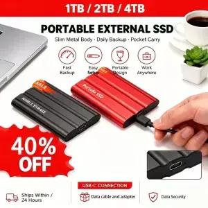 고속 전송 외장형 SSD 슬림 휴대용 30TB 대용량 플러그 앤 플레이 외장 하드 드라이브 데스크탑용