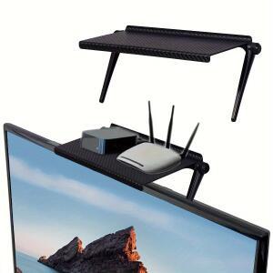 1PC TV 화면 상단 수납함 선반 조정 가능 모니터 랙 컴퓨터 데스크탑 디스플레이 스탠드 라우터
