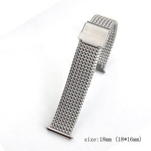 18mm 범용 밀라니즈 메쉬 스트랩 남성 여성 내구성 스테인리스 스틸 팔찌 플랫 헤드 시계줄 스트랩