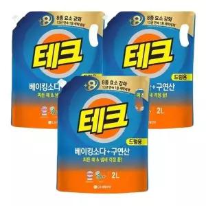 [하프클럽/셀러허브]테크 베이킹소다 구연산 액체세제 드럼용 리필 2L 3개