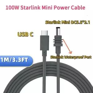 Starlink 미니 케이블 USB C-DC 전원 100W PD 1M 방수 충전