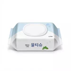 깨끗한나라 물티슈 페퍼민트 블루 캡형 70매 10팩