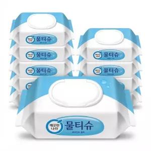 깨끗한나라 물티슈 페퍼민트 블루 캡형 70매 10팩