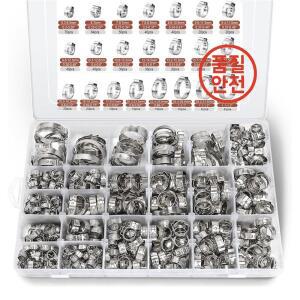 600PCS 22 사이즈 싱글 이어 호스 클램프 5.3-33.1mm 컬드 304 스테인리스 자동차용