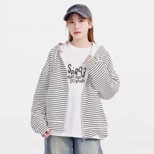 [에꼴리에] 여자 가을이월 스트라이프루즈핏후드점퍼(26A0152)