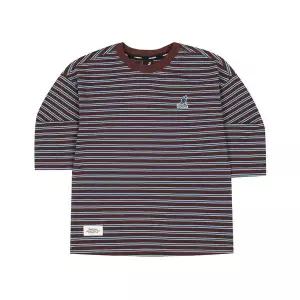 [캉골키즈](김해점)오버핏 3/4 슬리브 스트라이프 티셔츠 SC 0005 브라운 (ASCCRT00050BR)