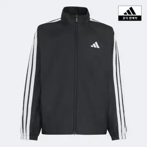 [아디다스키즈](마산점)[adidas kids](A130~A160) 에센셜 3-스트라이프 루즈 핏 풀 지퍼 재킷(KU6470)