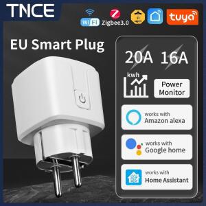 TNCE Tuya 16A/20A WiFi/Zigbee3.0 스마트 소켓 EU 플러그, 전력 모니터링 타이밍 기능 포함 Alexa와 함께