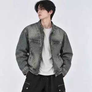 [롯데백화점]올어바웃뉴 데님 시와 워싱 후드 탈착 라이더 자켓 ANA3UJ06A