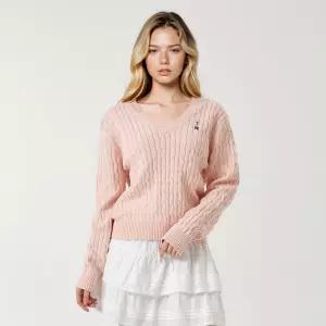 Steve V-neck Cable Sweater / WHKAG1114F1385601