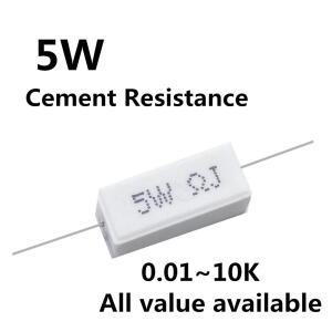 5pcs 5W 6.8 8 10 15 20 22 24 25 27 33 옴 8R 세라믹 시멘트 힘 저항 5%