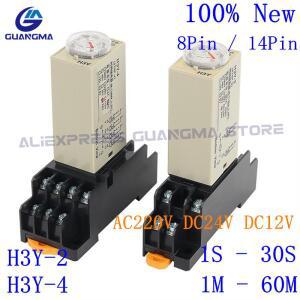 1PCS 전원 켜기 지연 시간 릴레이 H3Y-4 소형 14Pin 8Pin DC12V 24V AC220V 타이머 스위치 1S 3S 5S 60S 5M