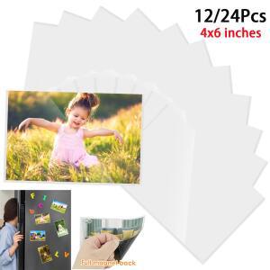 프레임 마그네틱 그림 흰색 테두리가있는 사진 포켓 PVC 냉장고용 사인 거치대 4x6 인치 12 개 24