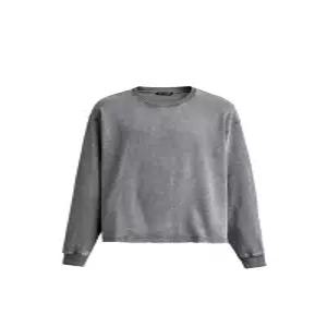 ZARA 워싱 이펙트 플람 릴렉스핏 티셔츠 다크 앤트러사이트 그레이 4087/380/898