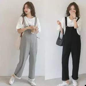 오버핏 키밍 캐주얼 임산부 멜빵바지 팬츠 임부복 와이드