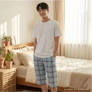 [롯데백화점]비비안 시원한 선염체크 남성 홈웨어바지 EZ2972B