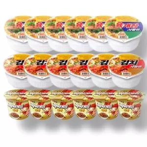 농심 육개장사발면, 86g, 6개 + 김치사발면, 86g, 6개 + 짜파게티범벅, 70g, 6개
