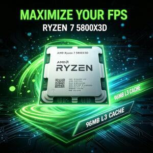 96MB 캐시 데스크탑 PC CPU AMD Ryzen7 5800X3D 시리즈 게이밍 칩 3.4GHz 8코어 16스레드 105W TDP DDR4