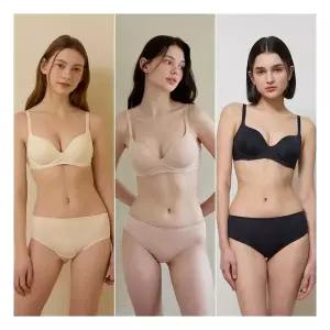 [Wonderbra] 일체형 볼륨 몰드 노와이어 브라팬티 6종세트 오트밀+베이지+블랙 WBW3O020304D_T