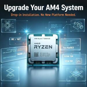 라이젠 7 5800X3D 고성능 게이밍 CPU AMD 3.4GHz 8코어 16스레드 96MB 캐시 105W TDP DDR4 데스크탑 프로세