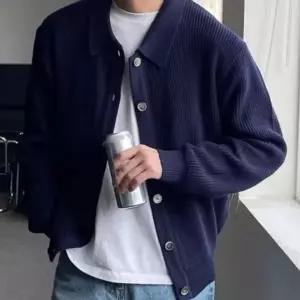 가디건 간절기용 남성용 하찌 니트 베이직 카라 아우터 가디건 캐...