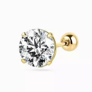 [모아르]14K 르망 4프롱 모이사 피어싱 6.5mm