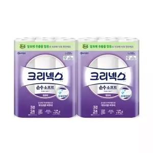 크리넥스 천연펄프 3겹 순수소프트 알로에 28m, 24롤, 2개