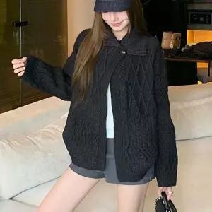 (옵션 진그레이 FREE)여성 간절기 꽈배기 오픈 니트 가디건 오픈 아우터 봄가을 간절기 데일리 겉옷 여성