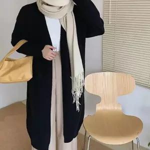 여성 봄 가을 간절기 긴 기장 노 버튼 롱 가디건 루즈핏 여자 간절기 출근룩 봄 니트 여성 데일리룩