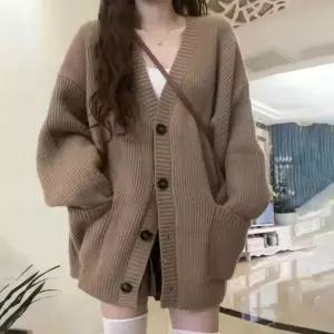 여성 도톰 소재 기본 무지 디자인 포켓 니트 가디건 니트 여성 가을원피스 봄자켓 여자 롱 봄 루즈핏
