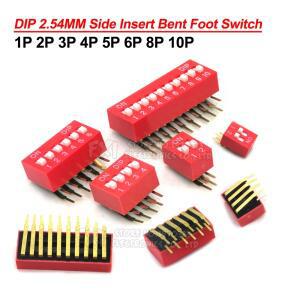 5PCS DIP 스위치 2.54MM DA-02 1/2/3/4/5/6/8/10P 수평 다이얼 90도 플매트 카펫 러그인 측면 삽입 구부러