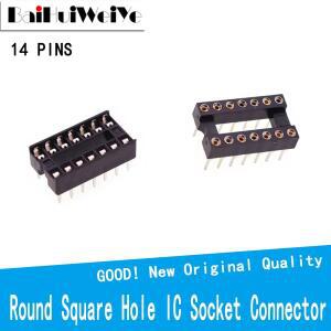 IC 소켓 어댑터 납땜 타입 커넥터 DIP-14 원형 구멍 사각형 14 핀 2.54mm 10개/로트
