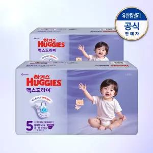 하기스 2025 맥스드라이 밴드형 기저귀 5단계 공용 50매 2팩 GST