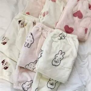 도톰한 여성 잠옷 바지 따뜻한 여성 수면 바지 부드러운 임산부