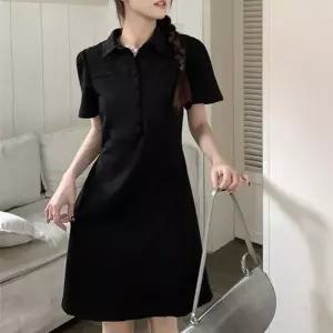 검은 원피스 카라 여름 여성 임부복 셔츠롱원피스