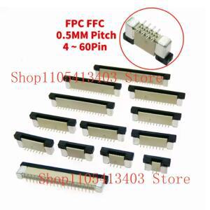 10개 FPC FFC 소켓 0.5mm 피치 4 5 6 8 12 16 18 20 26 28 30 34 40 50P 54 60 핀 수직형 리본 플랫 케이블