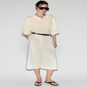 ZARA 프렌치 슬리브 니트 폴로셔츠 - 크림 2142/105/712