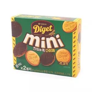 오리온) 한입에쏙다이제 초코맛 80g (mini) (1박 14개)과자 비스켓 비스킷 통밀 통밀비 다이제 쿠키