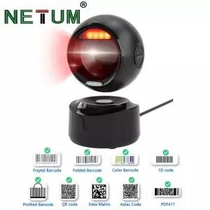 NETUM 바코드 스캐너 핸즈프리 USB 무선 QR 리더 자동 전방향 데스크탑 1D 2D
