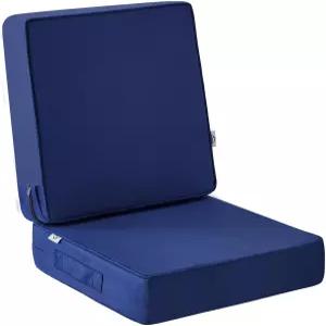 IPYNBAP 야외용 쿠션 24x24x4 의자 탈부착 가능한 커버 포함 방수 및 퇴색 기능이 잔디 네이비 블루 색상의