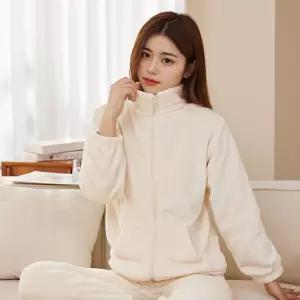 여자 수면잠옷 극세사 홈웨어 밍크 후리스 잠옷 세트 플리스 플리스자켓 겨울아우터 극세사잠옷 파자마 실내복 극세사홈웨어 겨울실내복