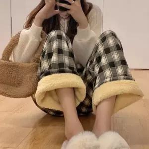 여성 체크 수면 커플 겨울 양털 극세사 잠옷 파자마 홈웨어 실내복 극세사홈웨어 겨울실내복 양털자켓 보아털 여성용