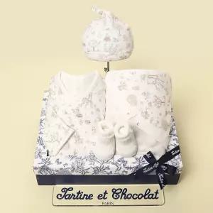 타티네 쇼콜라 임신축하출산선물세트이솝에어배냇가운+속싸개+모자+단말TNPRNG011I 143542