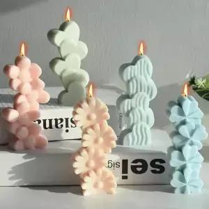 3D 구호 스태킹 해바라기 실리콘 양초 금형 클로버 비누 석고 발렌타인 데이 하트 초콜릿 웨딩 장식